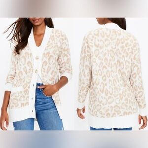 Ann Taylor Loft Leopard Print Cardigan Sweater